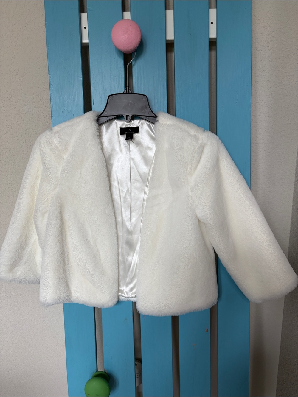 White Faux Fur Girls' Open-Front Jacket - Unbranded